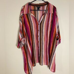 Maggie Barnes Stripped button down blouse size 5X
